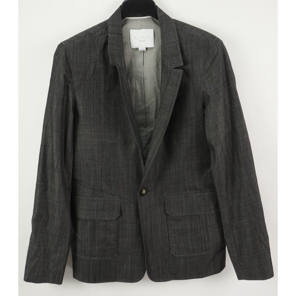 Adam Lippes Men's‎ 40R Dark Gray Lightweight Chambray Unsturctured Notch Blazer